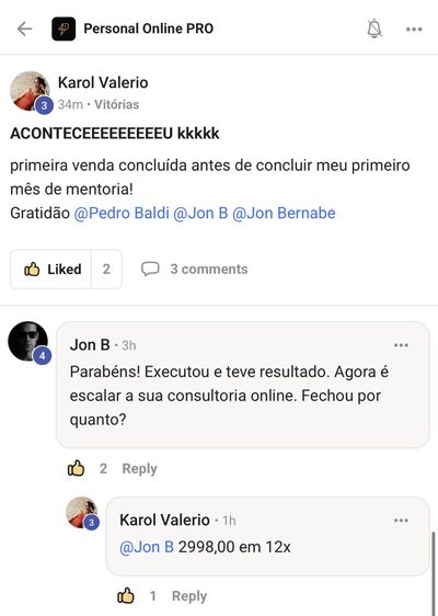 Resultado aluno Personal Online Pro